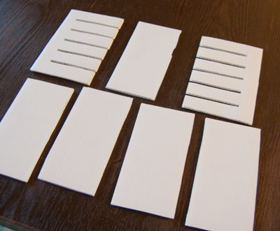 Cut pieces of coroplast for soap mould dividers