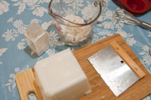Cutting the melt and pour soap base